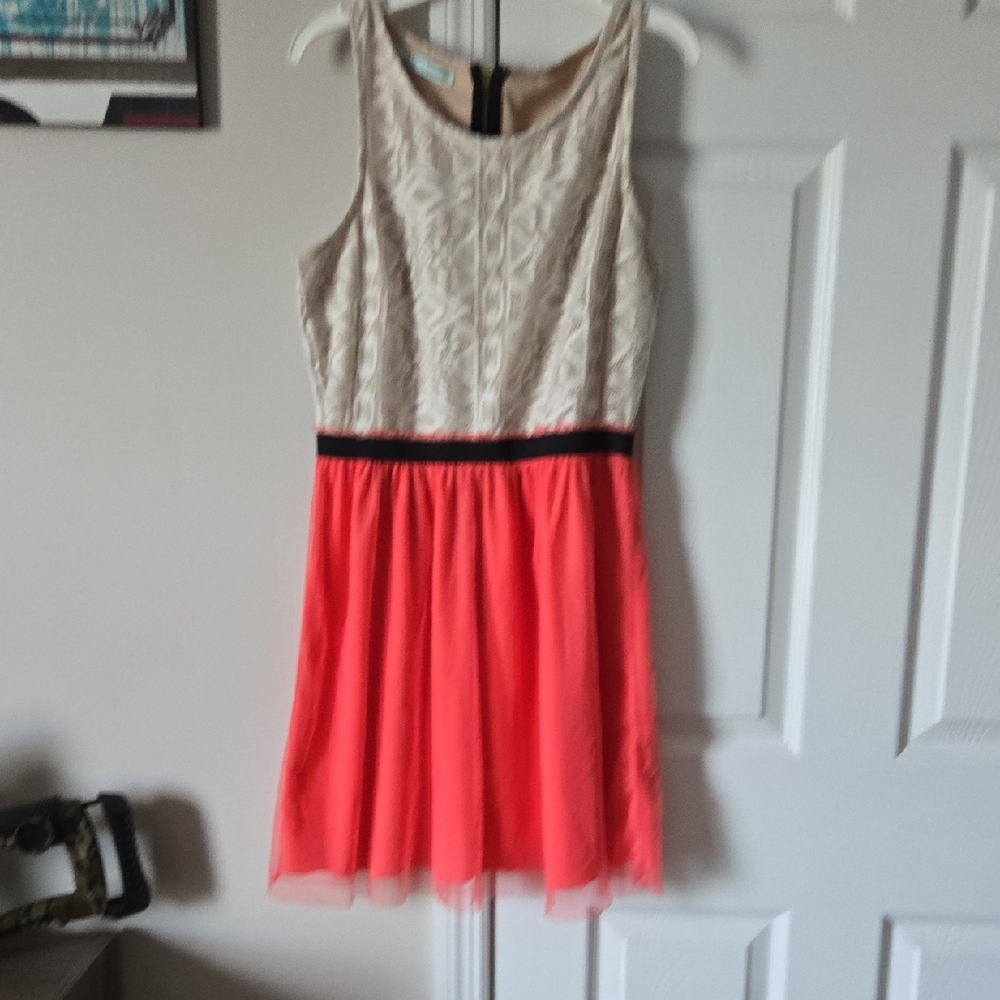 Maurices Kids Dress with Lace Ivory Top and Coral Skirt